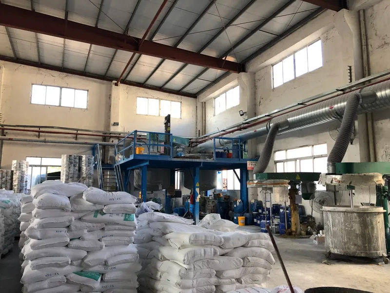 Production hall overview — mixing, dispersing and filling zones in one shed